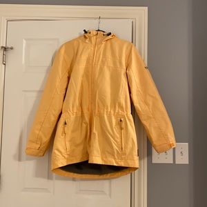 yellow rain jacket with fleece lining